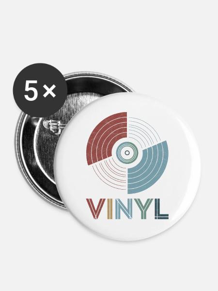 Vinyl Retro - Buttons groß 56 mm (5er Pack) - Weiß