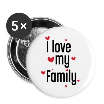 Cute I Love My Family Heart Graphic Gift Art - Buttons large 2.2''/56 mm (5-pack) - white - Front