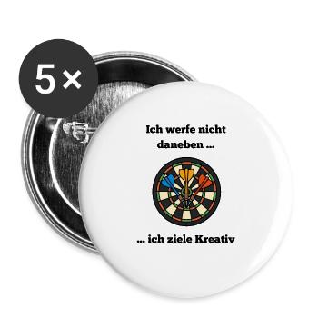 Dartboard Farbkreis mit Darts - Buttons groß 56 mm (5er Pack) - Weiß - Vorne