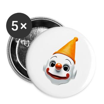 Clown face with orange hat - Buttons large 2.2''/56 mm (5-pack) - white - Front
