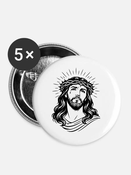 Jesus Christus - Buttons groß 56 mm (5er Pack) - Weiß
