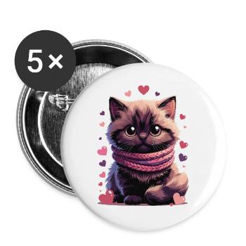 Cozy Kitten Pink Schal - Buttons groß 56 mm (5er Pack) - Weiß - Vorne