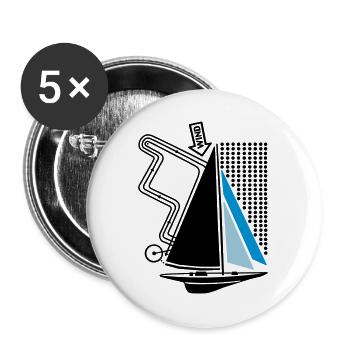 Sailing Yacht & Regatta Course Sailboat Sailing Yacht - Buttons large 2.2''/56 mm (5-pack) - white - Front
