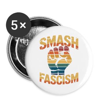 Smash Fascism - T-shirt antifasciste - Lot de 5 grands badges (56 mm) - blanc - Devant