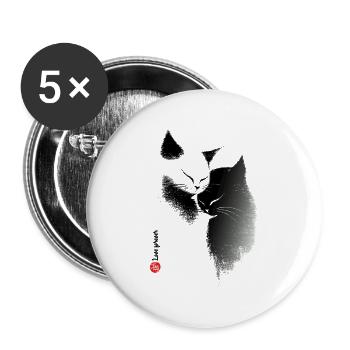 Katzenliebe - Buttons groß 56 mm (5er Pack) - Weiß - Vorne