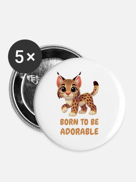 Süßer, bunter Luchs - Buttons groß 56 mm (5er Pack) - Weiß