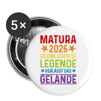 Matura 2026 Echte Legende verlässt das Gelände - Buttons groß 56 mm (5er Pack) - Weiß - Vorne