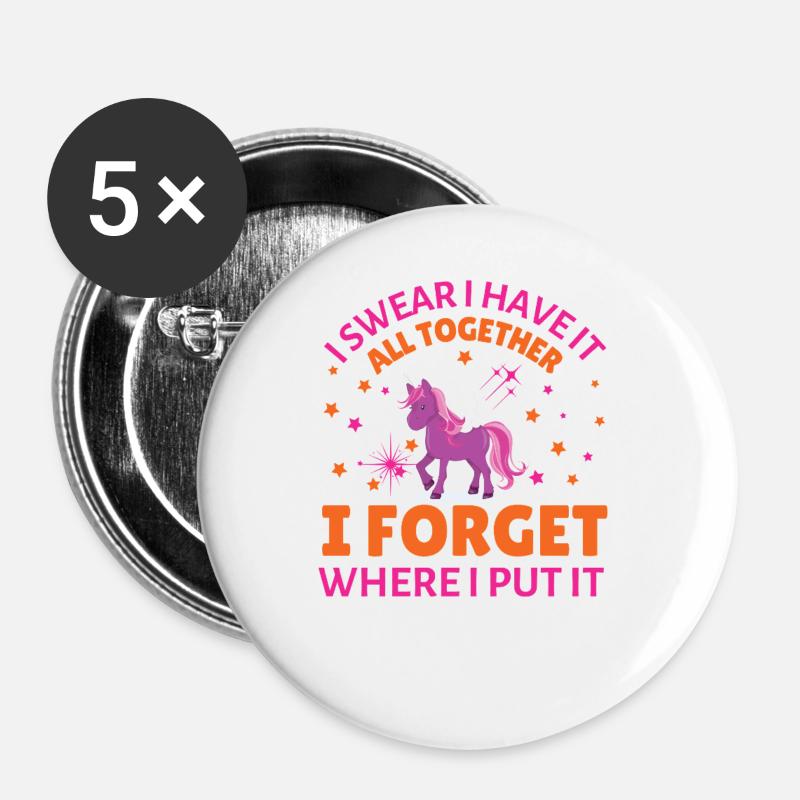 Unicorn forget where i put it - Buttons large 2.2''/56 mm (5-pack) - white