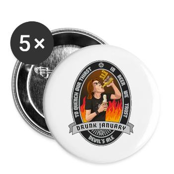 Drunk January - Lot de 5 grands badges (56 mm) - blanc - Devant