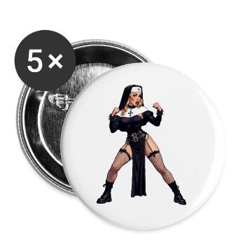 Super Wife Nun - Buttons large 2.2''/56 mm (5-pack) - white - Front