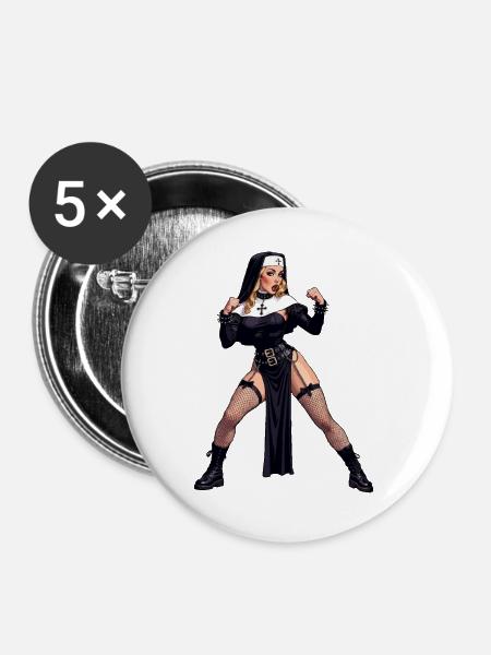 Super-Ehefrau-Nonne - Buttons groß 56 mm (5er Pack) - Weiß