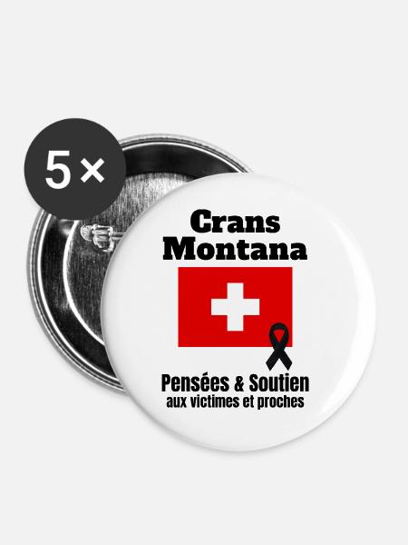 Schweiz, ich bin Schweizerin, Solidarität - Buttons groß 56 mm (5er Pack) - Weiß