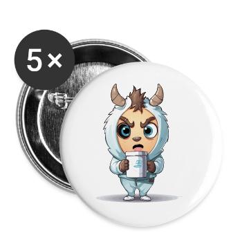 Hoodie Monster with Coffee Mug - Buttons large 2.2''/56 mm (5-pack) - white - Front