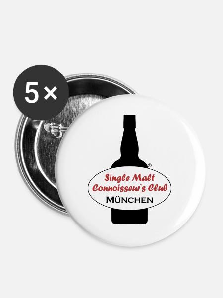 Single Malt Club München - Buttons groß 56 mm (5er Pack) - Weiß