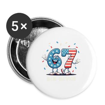 US Flag 67 Memes Six Seven - Buttons groß 56 mm (5er Pack) - Weiß - Vorne