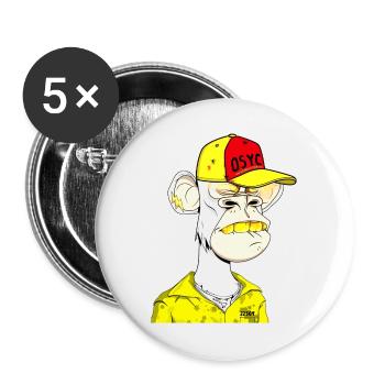 Bonnet de la Rebelle de la rue des singes - Lot de 5 grands badges (56 mm) - blanc - Devant
