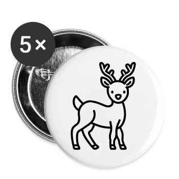 Hirsch - Buttons groß 56 mm (5er Pack) - Weiß - Vorne