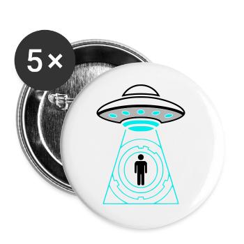 Vecteur d’enlèvement par OVNI Me Téléporter - Lot de 5 grands badges (56 mm) - blanc - Devant