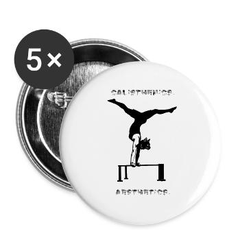 CALISTHÉNIE - ESTHÉTIQUE - Fitness - Entraînement - Lot de 5 grands badges (56 mm) - blanc - Devant