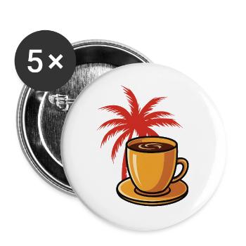 Tropical Coffee Palm Style - Buttons large 2.2''/56 mm (5-pack) - white - Front