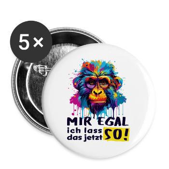 I DON'T CARE - I'LL LEAVE IT THAT WAY NOW! - funny monkey - Buttons large 2.2''/56 mm (5-pack) - white - Front