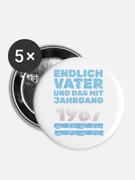 Vater 1987 - Buttons groß 56 mm (5er Pack) - Weiß