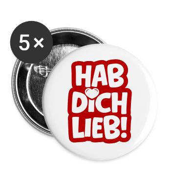 Hab dich lieb Herz Rot Weiß - Buttons groß 56 mm (5er Pack) - Weiß - Vorne