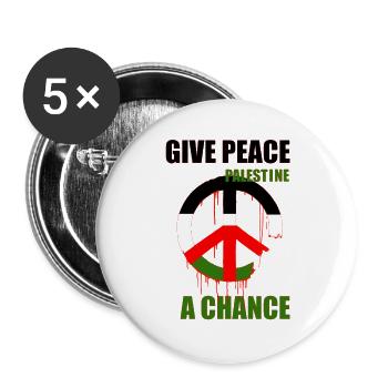 Symbole de paix pour la Palestine – Donnez une chance à la paix - Lot de 5 grands badges (56 mm) - blanc - Devant