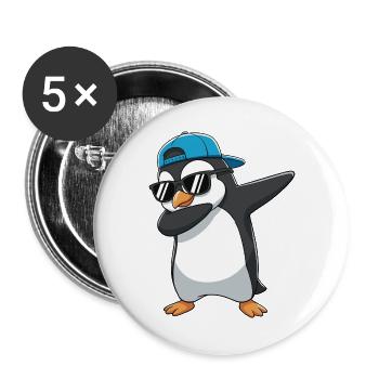 Dessins animés de lunettes de soleil Penguin à appliquer à la perfection - Lot de 5 grands badges (56 mm) - blanc - Devant
