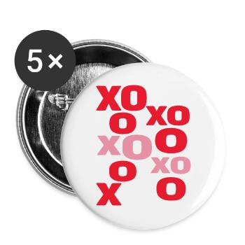 Lettres d’amour XO Typographie mignonne de la Saint-Valentin - Lot de 5 grands badges (56 mm) - blanc - Devant