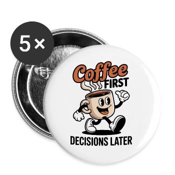 Tasse caricature de héros du café - Lot de 5 grands badges (56 mm) - blanc - Devant