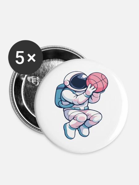 Astro Hoops: Lunar Dunk - Buttons groß 56 mm (5er Pack) - Weiß