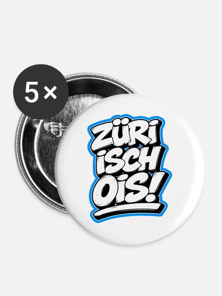 Zueri isch ois Graffiti - Buttons groß 56 mm (5er Pack) - Weiß
