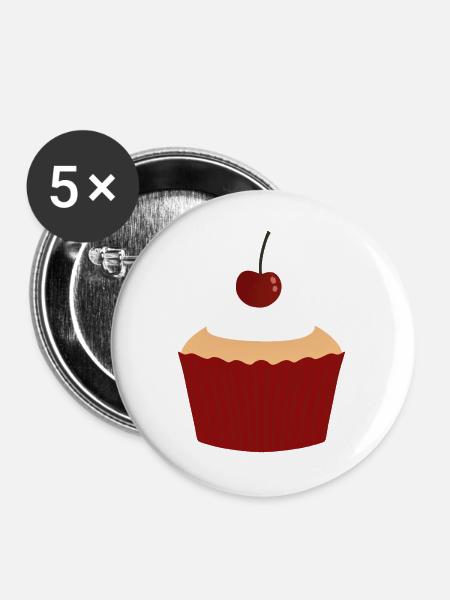 Kirschcreme-Cupcake-Zauber - Buttons groß 56 mm (5er Pack) - Weiß