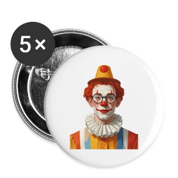 Ein Clown zu Karneval / Fasching - Buttons groß 56 mm (5er Pack) - Weiß - Vorne