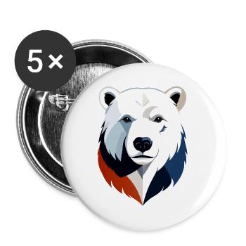 Geometrischer Polarbär Farbsplit - Buttons groß 56 mm (5er Pack) - Weiß - Vorne
