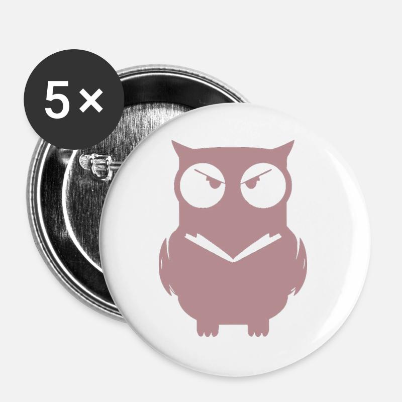 Angry Owl Minimal - Buttons groß 56 mm (5er Pack) - Weiß