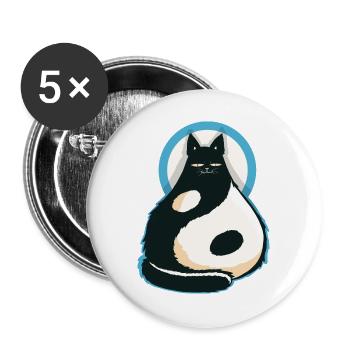 Chat-YinYang - Buttons groß 56 mm (5er Pack) - Weiß - Vorne