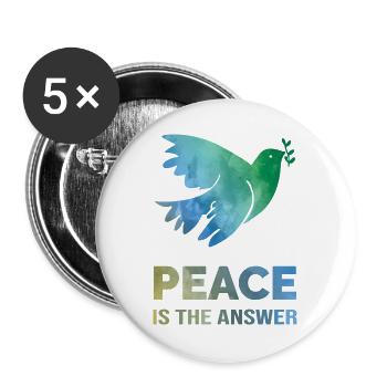 Peace Is The Answer – Watercolor Dove of Peace - Buttons large 2.2''/56 mm (5-pack) - white - Front