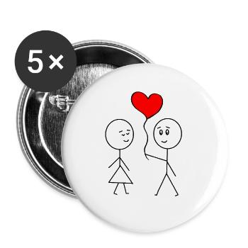Saint-Valentin - Lot de 5 grands badges (56 mm) - blanc - Devant
