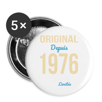 Original seit 1976 – 50-jähriges Jubiläum - Buttons groß 56 mm (5er Pack) - Weiß - Vorne