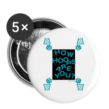 How Hops Are You – Basketball Wortwitz - Buttons groß 56 mm (5er Pack) - Weiß - Vorne
