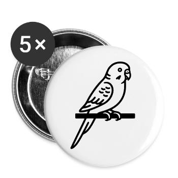 Perruche Animal de compagnie - Lot de 5 grands badges (56 mm) - blanc - Devant