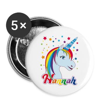 Hannah, nom de jeune fille, prénom préféré - Lot de 5 grands badges (56 mm) - blanc - Devant