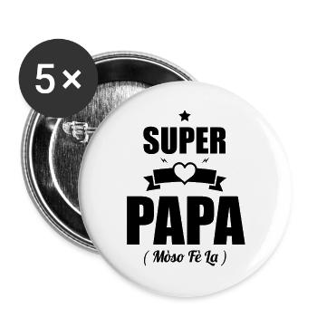 Super Papa Gift - Mòso Fè La T-shirt - Buttons large 2.2''/56 mm (5-pack) - white - Front