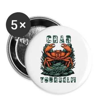 Vintage Crab Yourself Crab Humor - Buttons groß 56 mm (5er Pack) - Weiß - Vorne
