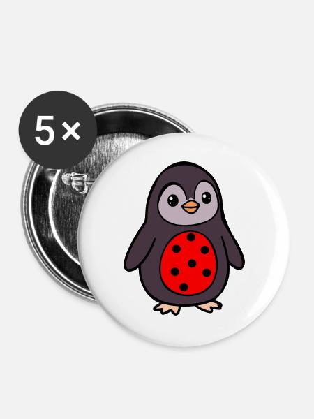 Pinguin Marienkäfer Kostüm - Buttons groß 56 mm (5er Pack) - Weiß