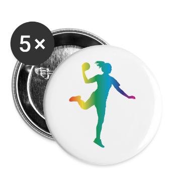 Handball Silhouette - Buttons groß 56 mm (5er Pack) - Weiß - Vorne