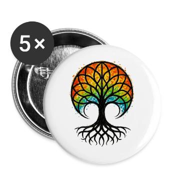 Baum des Lebens – Gaia – Natur - Buttons groß 56 mm (5er Pack) - Weiß - Vorne