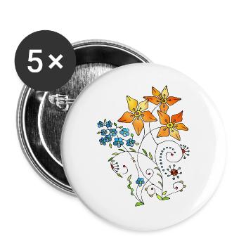 Flowers - Buttons large 2.2''/56 mm (5-pack) - white - Front